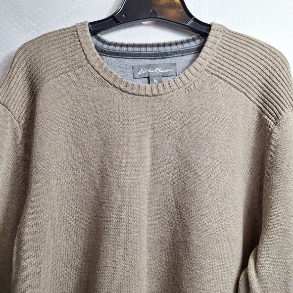 EDDIE BAUER 90s Y2K Style Crewneck Sweater Sz XL/Tall Taupe Business Casual GUC! - Picture 3 of 8